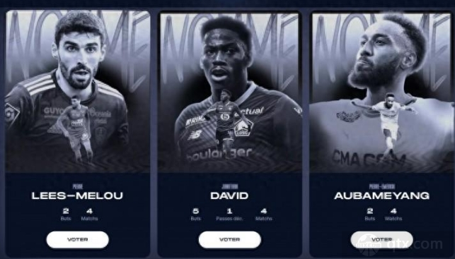 法甲2月最佳球员候选 乔纳森-戴维、奥巴梅杨以及梅洛在列