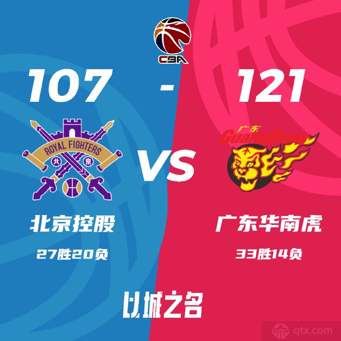 CBA联赛最新战况北控男篮107-121广东男篮 威姆斯32分周琦13+10